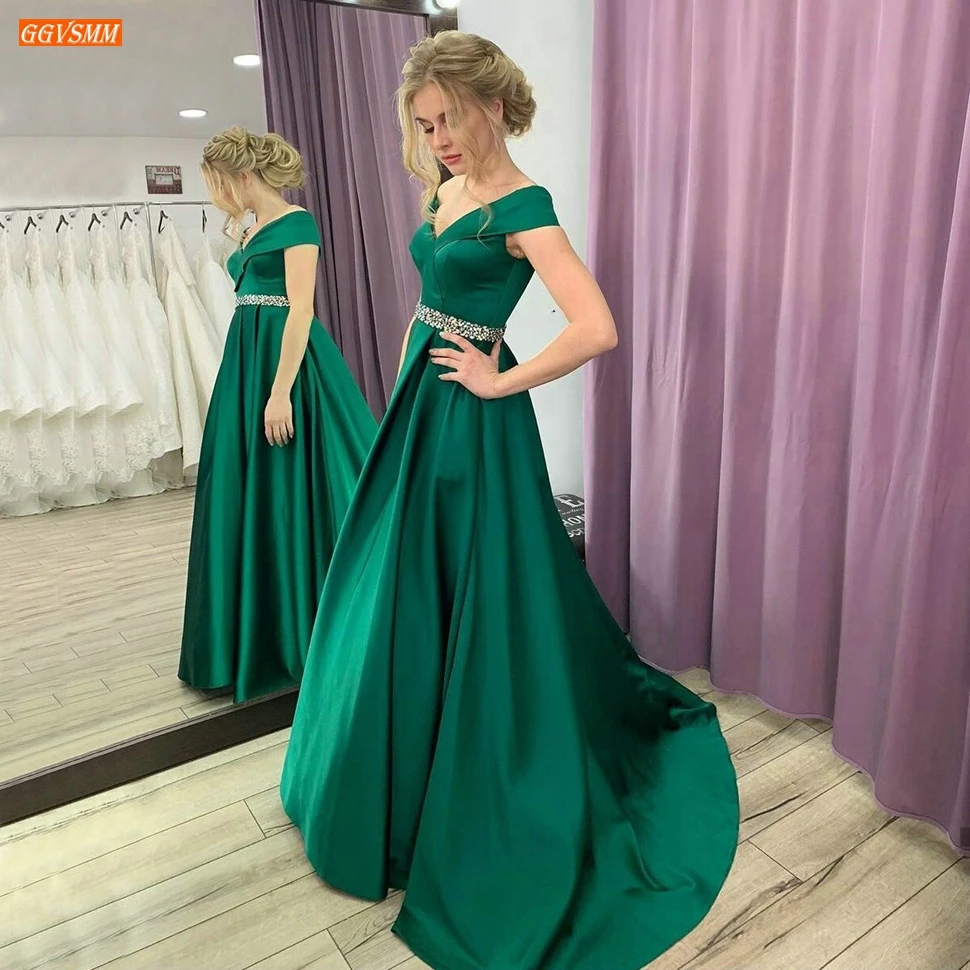 

Green Prom Dresses Long Off Shoulder Satin A Line Платье На Выпускной 2020 Customized Women Dress Party Elegant Vestidos De Gala